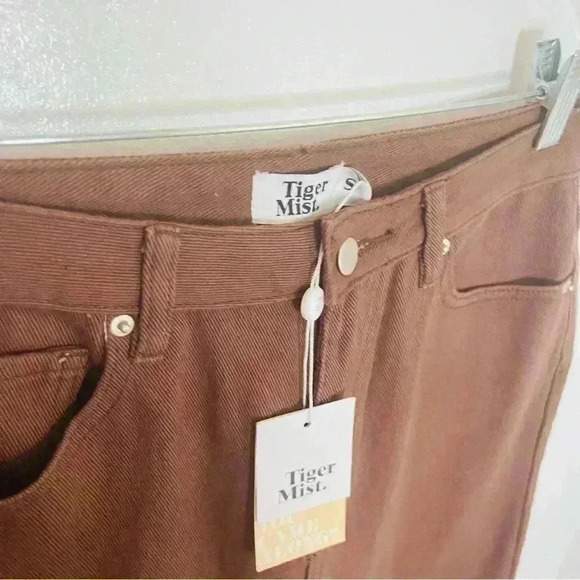 NWT Tiger Mist Pipa Jean Chocolate Faded Butterfly Print Slouchy Straight Leg - Picture 8 of 8
